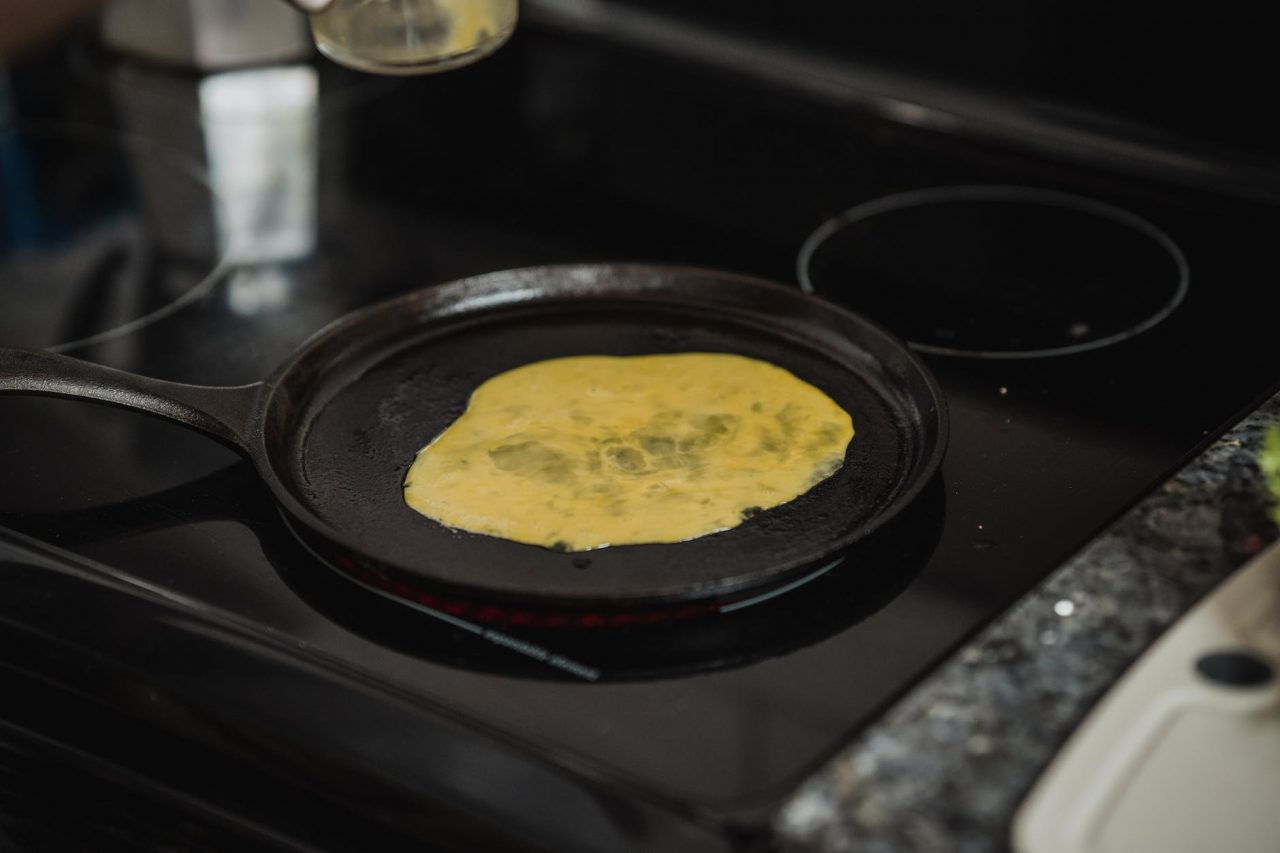 black frying pan on an induction stove